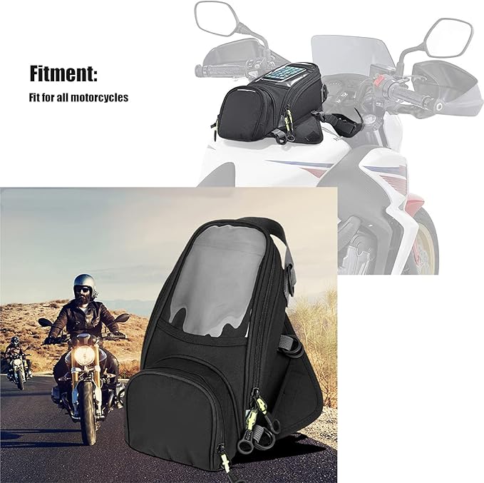Universal Motorcycle Tank Bag with Strong Magnetic Mount 600D Oxford Fabric and Nylon Material for Cell Phone Navigation Large Capacity Storage Fit for All Motorcycles