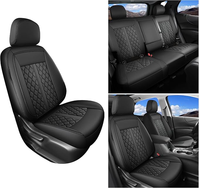 Huidasource Nissan Titan Seat Covers, Waterproof Cushion Covers Custom Fit for Nissan Titan/Titan XD 2016-2024 SV PRO-4X SL Platinum Reserve Crew Cab Faux Leather Seat Protectors (Fullset/Black)