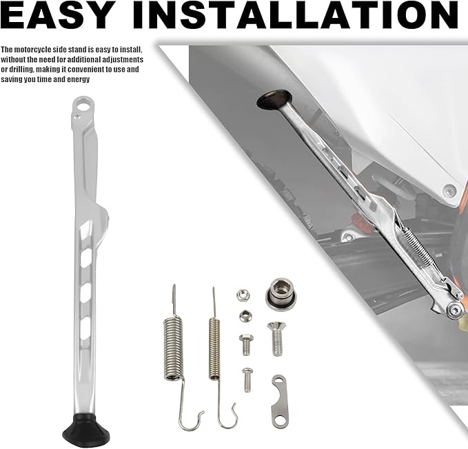Dirt Bike Parking Side Stand Kickstand Kit,Motorcycle Kickstand Side Stand Springs Support Stand For EXC EXCF XCW XCF-W XC XCF 125 150 250 300 350 450 2023 2024(Silver)