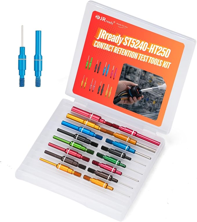 JRready ST5240-HT250 Connector Inspection Tool Kit,16 Pcs Contact Socket&Pin Tester Tips Tool with Work for Electrical System Tools,Detachable Contact Tester Automotive Tool Set