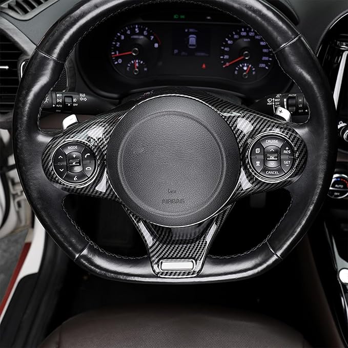 Premium Car Steering Wheel Handle Frame Cover - Anti-Slip Grip, Durable & Stylish Design Compatible with Kia Soul GT 2020-2025 Accessories (Carbon Fiber Pattern)