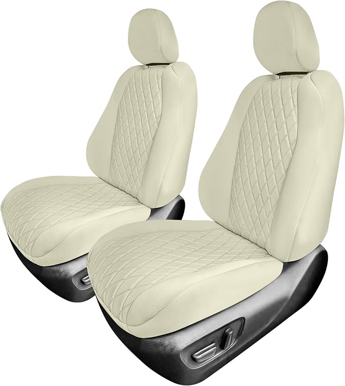 FH Group Custom Fit Car Seat Covers Specifically Made for Toyota Sienna 2021-2024, Solid Beige Ultraflex Neoprene Front Set Automotive Seat Covers, 7-8 Seater SUV Seat Covers, Toyota Accessories