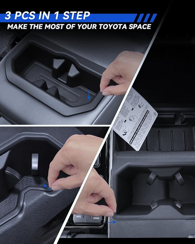 for Tundra 3 Pcs Cup Holder 2022-2026 Tundra(SR/SR5/Limited/TRD Pro) Accessories Control Cupholder Insert Durable