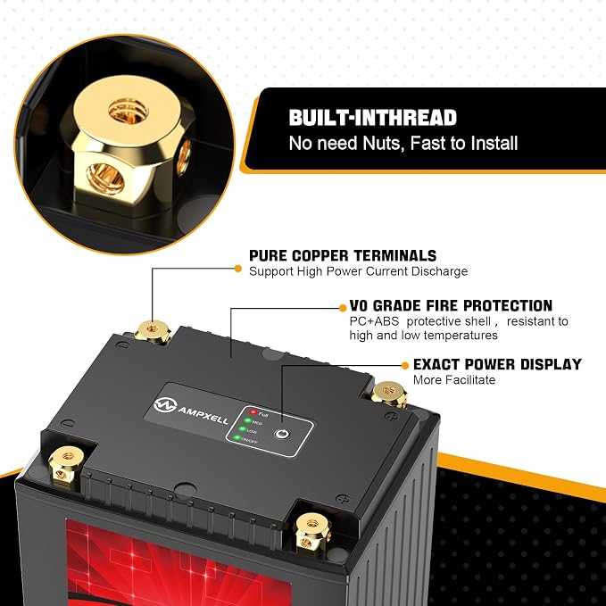 YTX30L-BS Lithium Motorcycle Battery, 12V 18Ah 1080 CCA 6.6 lbs Lightweight, Powersports Replacement for ATV UTV Scooter Generator