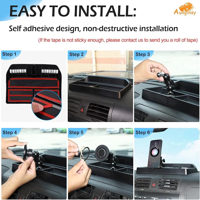 Aunginsy Center Console Dash Storage Tray with Magnetic Suction Phone Holder Compatible with Hummer H3 2005-2009, Dashboard Multi-Functional Mobile Phone Mount Storage Box Organizer Tray Accessories