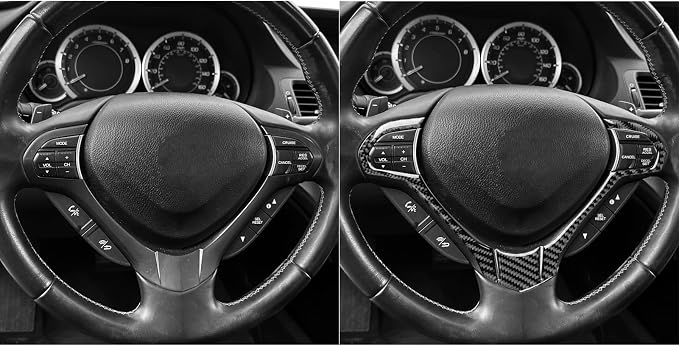 Black Soft Carbon Fiber car Interior Steering Wheel Sticker 1/Piece Decorative Sticker Suitable for Acura TSX 09-14 Carbon Fiber car Interior