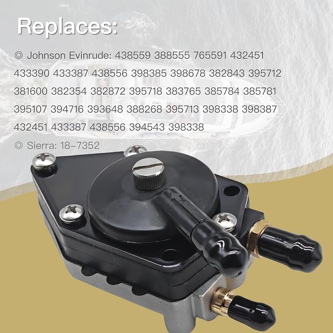 438559 Fuel Pump with Gasket for Johnson Evinrude 25 35 50 65 70 75 85 88 90 100 105 115 135 140 HP Outboard Engines 765591 388555 433390 18-7207
