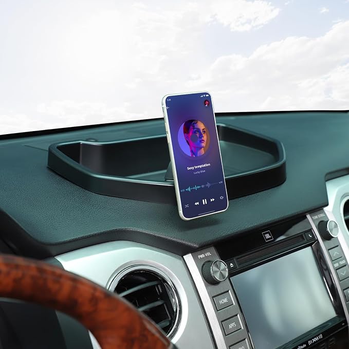 Aunginsy Center Console Dashboard Storage Tray with Magnetic Phone Holder Compatible with Toyota Tundra 2007-2021, Instrument Multi-Functional Mobile Phone Mount Storage Box Organizer Tray Accessories