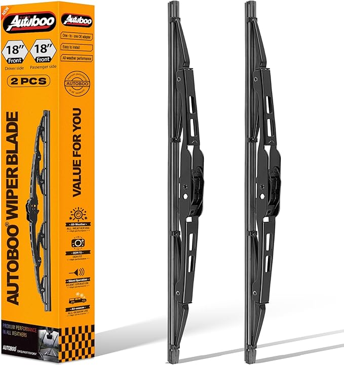 AUTOBOO 18"+18" Windshield Wipers Replacement for Ford Ranger 1995-2011 Chevrolet HHR 2006-2011-Original Factory Quality Wiper Blades (Pack of 2)