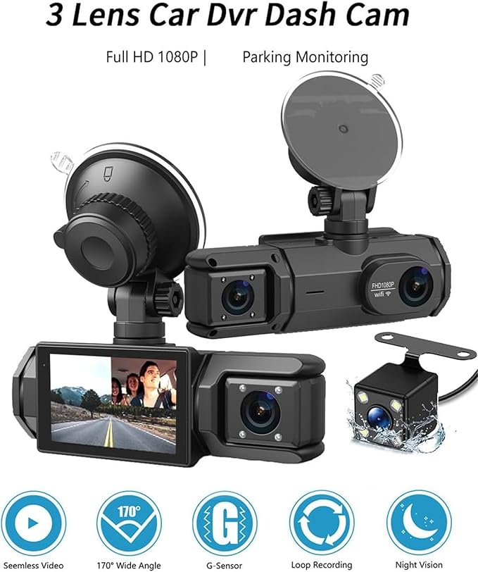 Car Dash Cam HD 1080p Car DVR Vehicle Camera Video Recorder Dash Cam G-Sensor