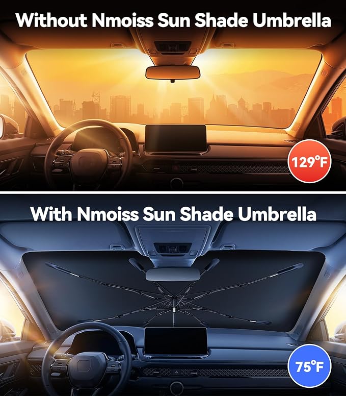Nmoiss Windshield Sun Shade Umbrella [Vinyl Coating Heat Shield] for Honda Accord 2018-2026 Accessories, Protect Car from Sun Rays & Heat Damage Keep Cool and Protect Interior, Custom Fit Car Front