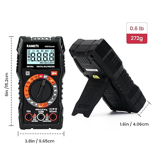 KAIWEETS Digital Multimeter 4000 Counts, Voltage Tester with Accurate Ohm Volt Amp Readings, DC/AC Voltmeter Clearly Measures Resistance Continuity Diode Capacitance NCV for Household and Automotive