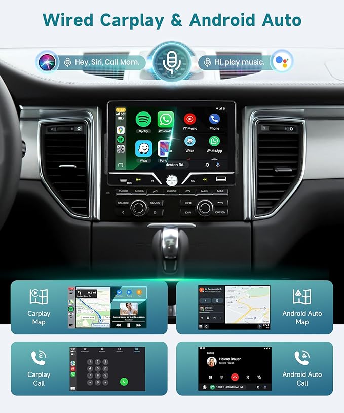 Single Din Radio with Wired CarPlay & Android Auto, 7" HD Touch Screen,Single Din Car Stereo with Mirror Link, SWC, FM Radio, Bluetooth,USB/Type C, EQ for Car Audio