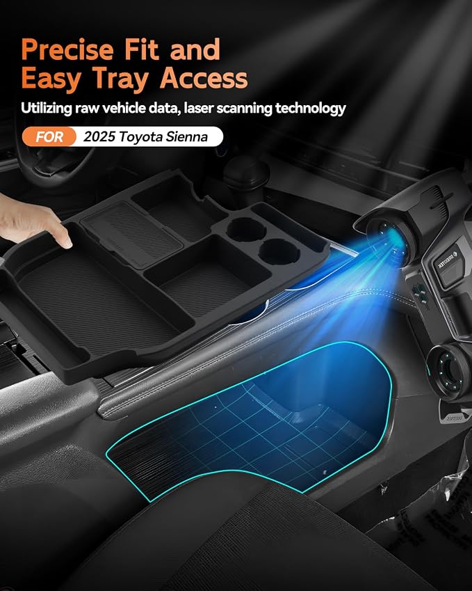 CDEFG for 2021-2025 2026 Toyota Sienna Console Bottom Silicone Organizer Storage Box - Lower Center Console Tray Accessories -Not Compatible with Refrigerator Model Configurations