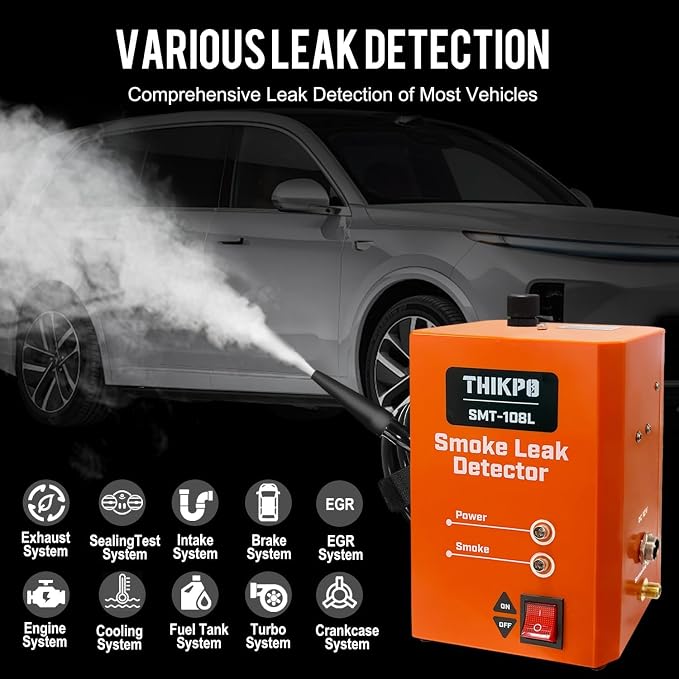 Smoke Machine Automotive Leak Tester, 12V DC with Built-in Air Pump & Adapters Kit for EVAP, Vacuum, Turbo, Fuel, Intake, Exhaust System Diagnostic