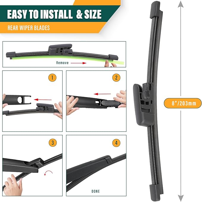 Windshield Wiper Blades Replacement for Hyundai Veloster 2012 2013 2014 2015 2016 2017,Original Equipment Replacement Front Rear Wiper Blade Set - 26" 18" 8" (Set of 3)