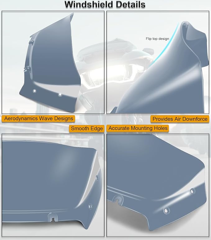 9" Wave Windshield Windscreen Wind Splitter Compatible with Harley Davidson CVO Road Glide FLTRXSE 2023-up, CVO Road Glide ST FLTRXSTSE 2024-up, Road Glide FLTRX 2024-up (Tint)