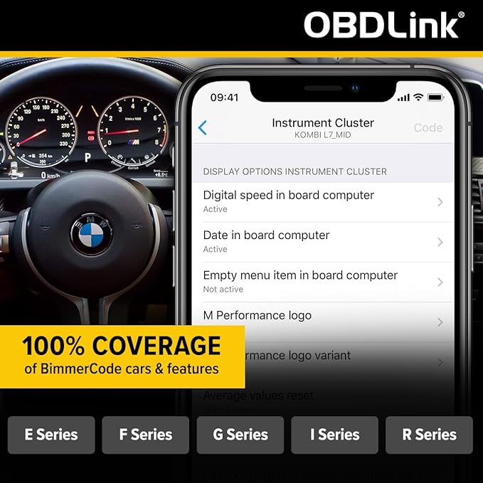 OBDLink CX Bimmercode Bluetooth 5.1 OBD2 Adapter for BMW/Mini, Works with iPhone/iOS & Android, Car Coding, OBD II Diagnostic Scanner