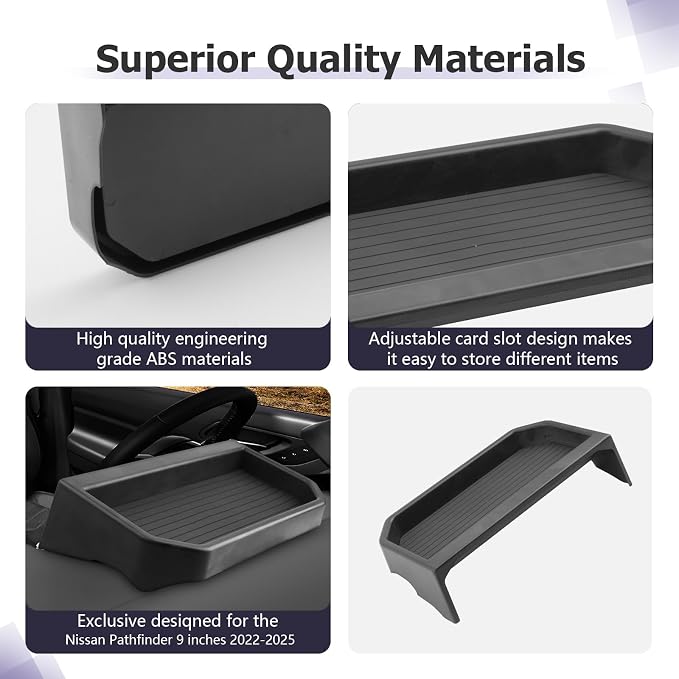 Center Console Organizer Dashboard Tray Compatible with 2022-2025 2026 Nissan Pathfinder Accessories Dashboard Storage Organizer Box Behind Screen Phone Tissue Sunglass Holder(Only For 9-inch Screen)