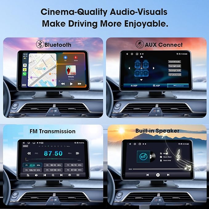 Haudio 7" Portable Wireless CarPlay & Android Auto Car Stereo with Backup Camera, 7" HD Touch Screen, GPS, Voice Control, Plug & Play for Older Cars - Universal Fit