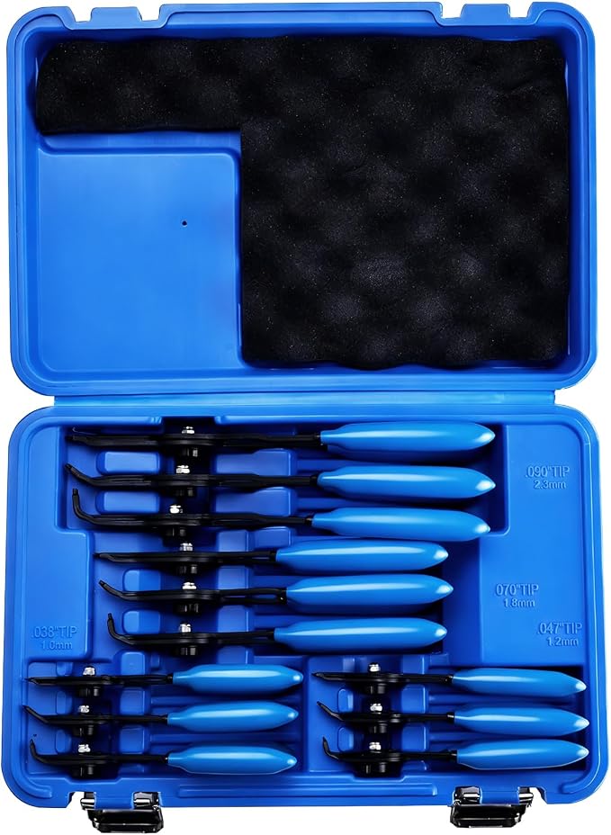 12 Piece Retaining Snap Ring Pliers Set Heavy Duty, Convertible Internal/External Ring Pliers Set for 0.038in 0.047in 0.070in 0.090in