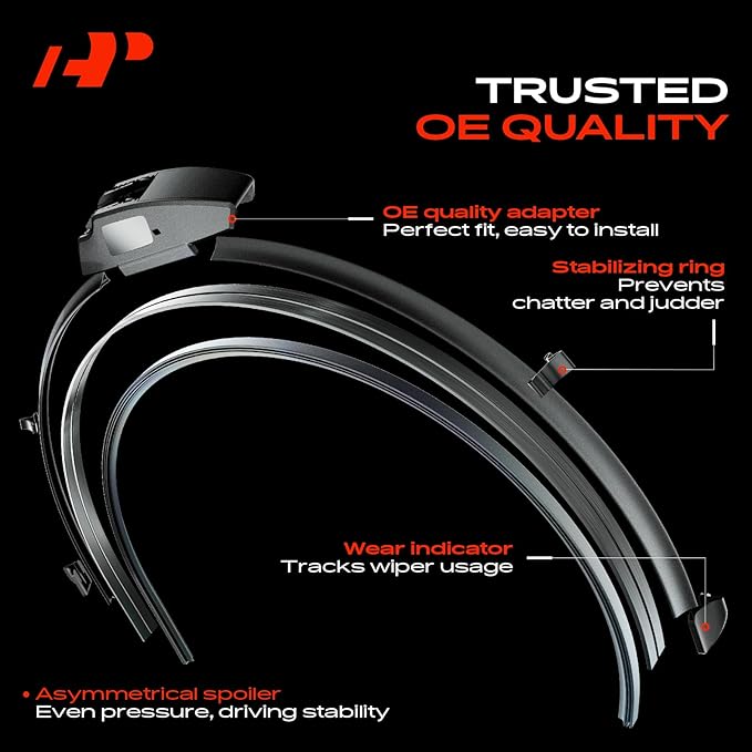 A-Premium 24"+20"+11" Windshield Wiper Blades Compatible with GMC Acadia 2017-2023 - Front Rear Wipers Blade Set for Hook/Hook Arm Connector, with Wear Indicator & Towel (Pack of 3)