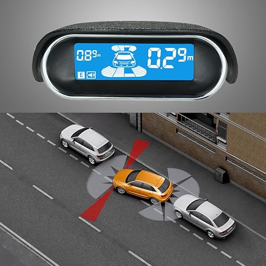 Car Reverse Backup Radar System,Shkalacar Front and Rear Parking Sensors Kit, 8/Sensors Electronics Cars Parking Assistance Reversing Radar with LED Display and Sound Warning