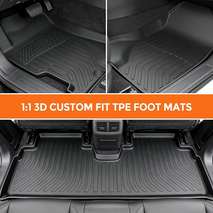 Floor Mats for Honda Civic Sedan 2001-2005, Heavy Duty TPE All Weather Protection, Waterproof Non-Slip Black Car Liners (Two-Row Floor Mats)