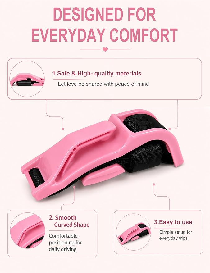 Mimibelt Car Seat Pillow for Pregnancy, Fabric Reduce Rubbing Belly, Enhance Driving and Traveling Comfort (Deep Pink)