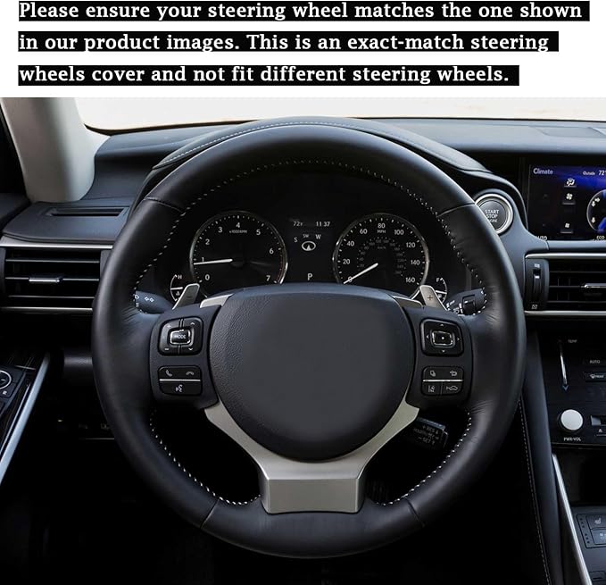 Car Steering Wheel Cover for 2015 Lexus IS250 F Sport is350 2008 Lexus is 350 F SPOR Base Model GS F 2016 is 200t 2014 Base Model RC CT 200h 2017 NX 2021 Black Hand-Stitched Steering Wrap