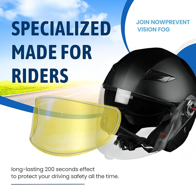 XII WY Universal Motorcycle 3/4 open face Helmet Shield Anti Fog Film,Yellow Visor Lens Insert Fog Resistant Waterproof Sticker