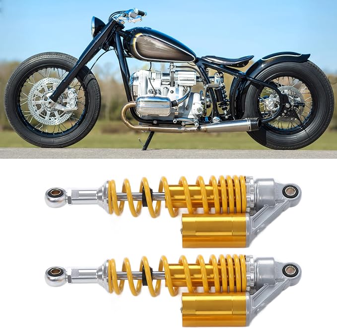 Pair 13.5 Inch Aluminum Motorcycle Shock Absorbers, Universal Smooth All alloy Comfy Damper for ATV Go Kart Quad Dirt Sport Bikes (Yellow