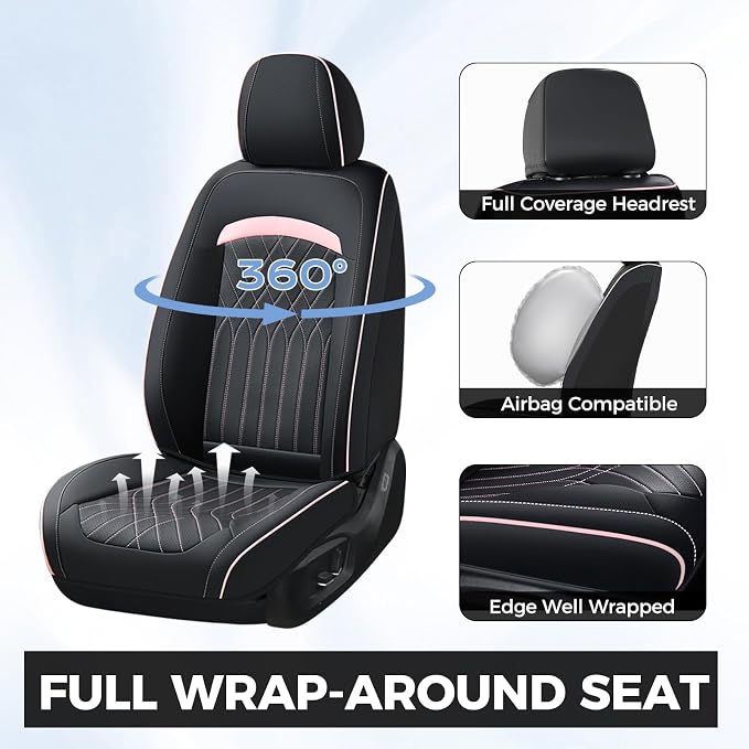FLORICH Car Seat Covers Front Seat, Leather Seat Covers for Cars, Waterproof Car Seat Protector Breathable, Front Seat Covers for Cars, Automotive Seat Covers Universal Fit for Most SUV Pick-up Truck