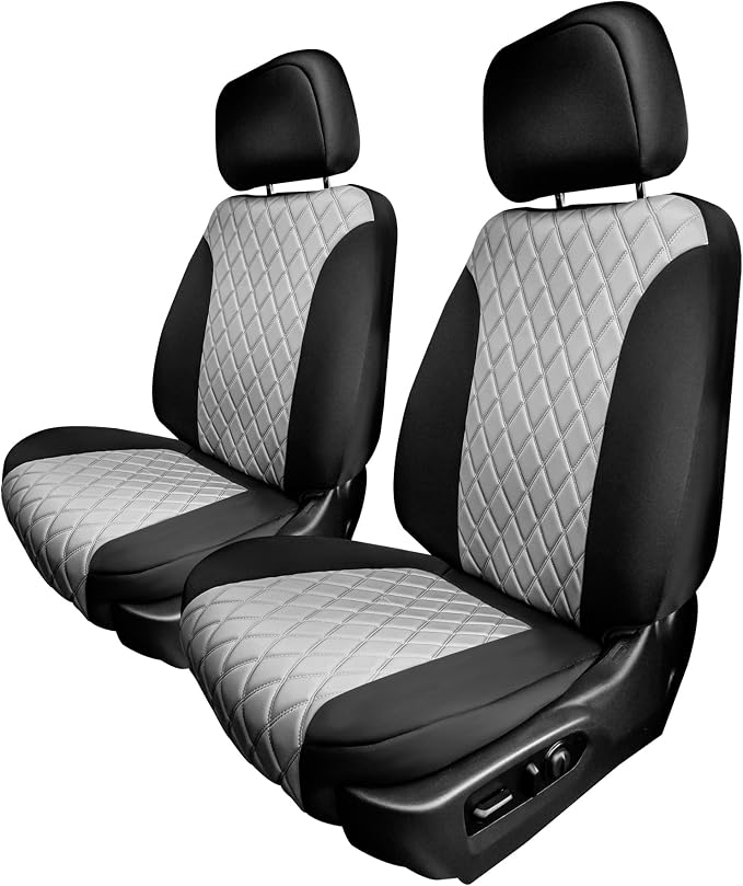 FH Group Custom Fit Car Seat Covers Specifically Made for 2019-2023 GMC Sierra 1500 2500HD 3500HD SLE | Base - Ultraflex Neoprene Water Resistant Automotive Seat Covers- Front Set Gray