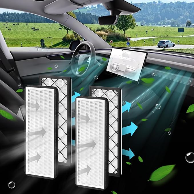 4PCS HEPA Cabin Air Filter for Tesla Model Y 2022-2026, Air Intake Filter with Activated Carbon, Replacement Filters for Model Y High Efficiency Filter Kits