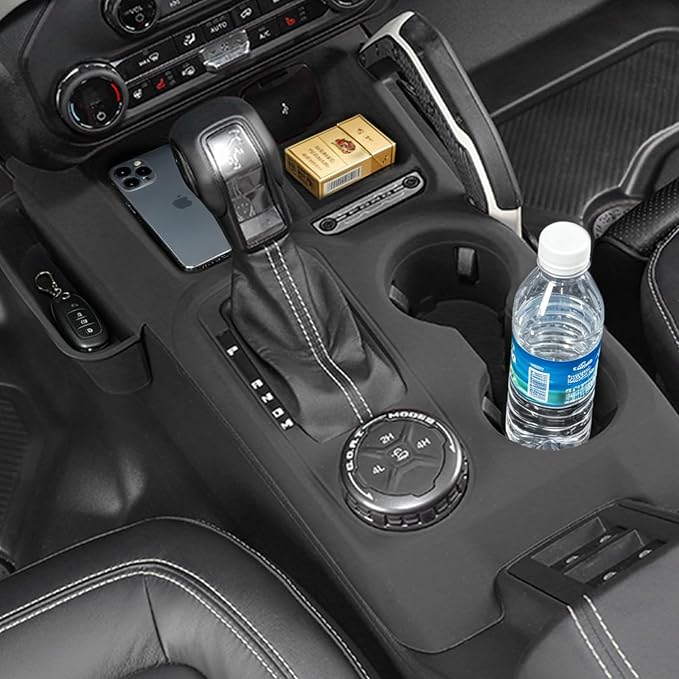 Silicone Car Gear Shift Panel Trim Cover for 2026 2025 2024 Ford Bronco Interior Accessories Center Console Side Storage Box Organizer Black Protective Pad