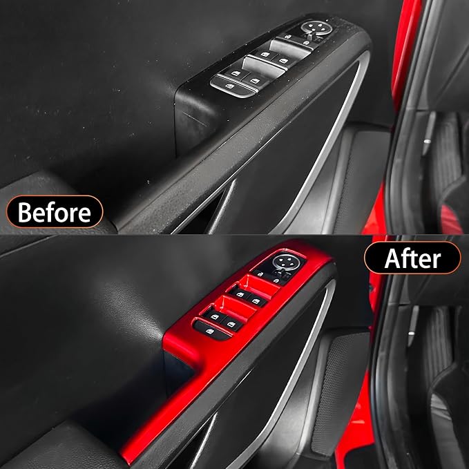 YOUTOOCAR 4PCS Window Switch Panel Trim Covers Compatible with Kia Soul 2022-2026 Accessories (Red)