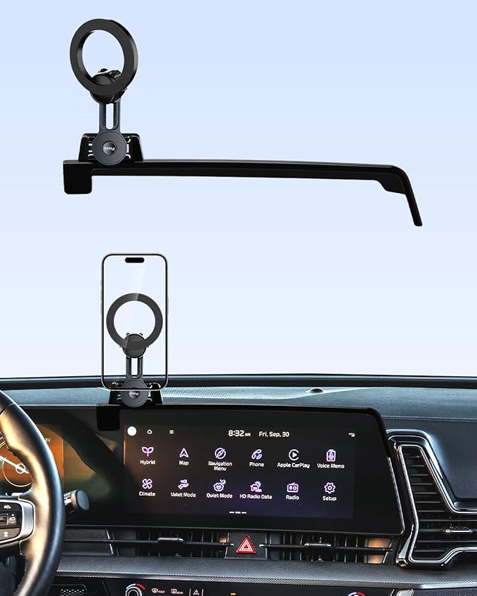 PZK Car Phone Holder for KIA Sportage 2023 2024 2025 EX/SX/SX-Prestige/X-Line Accessories 12.3-Inch Screen Fixed Clip, Compatible with MagSafe Car Phone Mount with 360° Rotatng Extension Rod Cradles