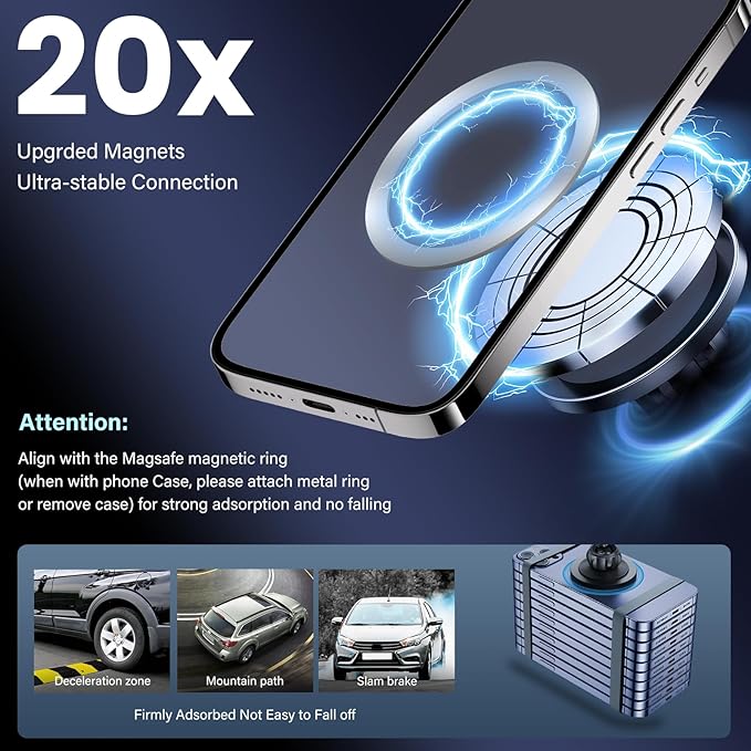 Car Phone Holder for Benz GLC 2016-2019,Benz C-Class 2015-2018- for MagSafe Magnetic Cell Phone Mount for GLC Accessories 7 inch Screen - Strong Magnets for iPhone