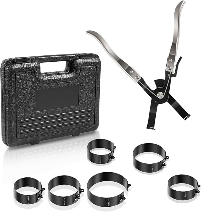 YMT Piston Ring Compressor Tool Set for Car Engine, Vehicle Maintenance Clamps, Ratchet Pliers, Storage Case