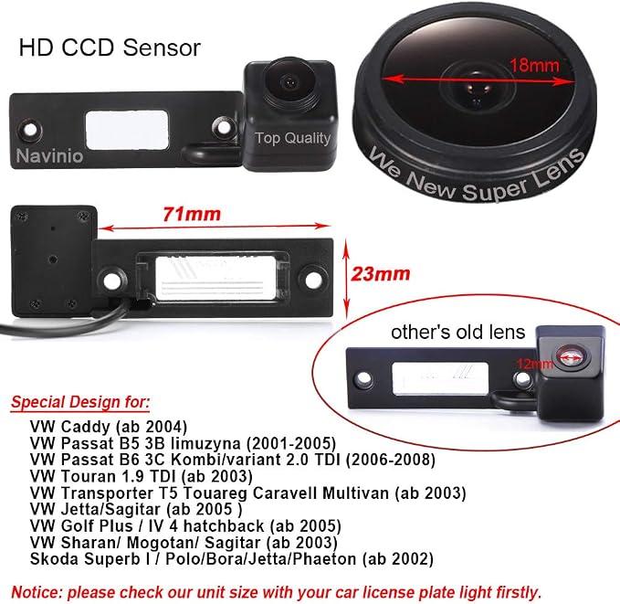 1280 * 720 Pixels car Rear View Backup Vehicle Camera Replacement for VW Jetta Caddy Passat B5 B6 3C Touran T5 Touareg Caravell Multivan Sagitar Golf Sharan Magotan Skoda Superb Polo Bora Phaeton