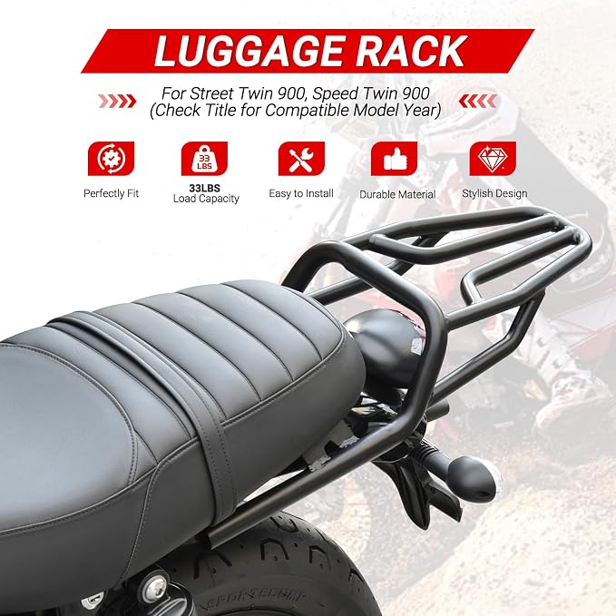 Luggage Rack for Speed Twin 900 2023-2024 Street Twin 900 2016-2022 | WOLFLINEMOTO Motorcycle Rear Support Shelf Mounting Rack High-Temp Powder Coating