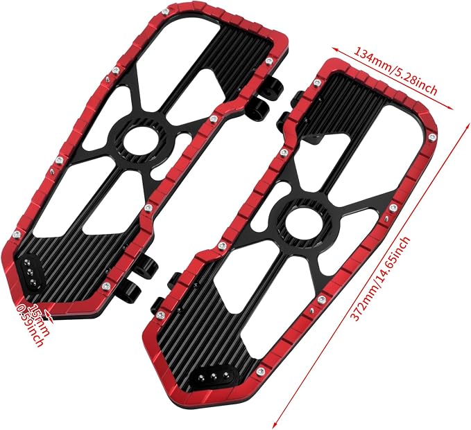 Motorcycle Floorboards Driver Footboards Wide Foot Pegs Board Pedal Compatible with Touring Electra Road Street Glide Softail Road King Red Edge