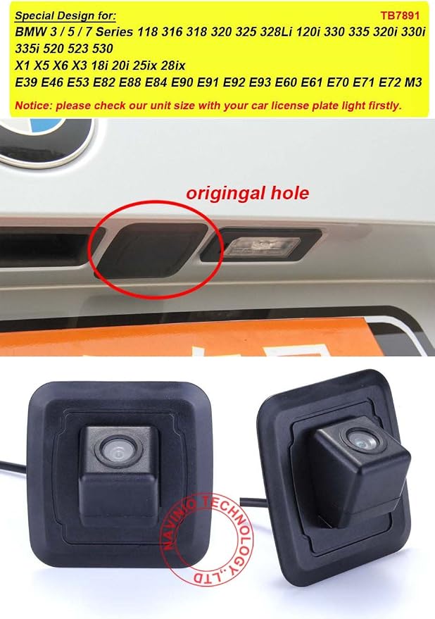 Car Backup Camera HD Night Vision Rear View Camera License Plate Camera for BMW 3/5/ 7 Series 118 316 318 320 325 328Li 120i 330 335 320i 330i 335i 520 523 530 X1 X5 X6 X3 18i 20i 25ix 28ix