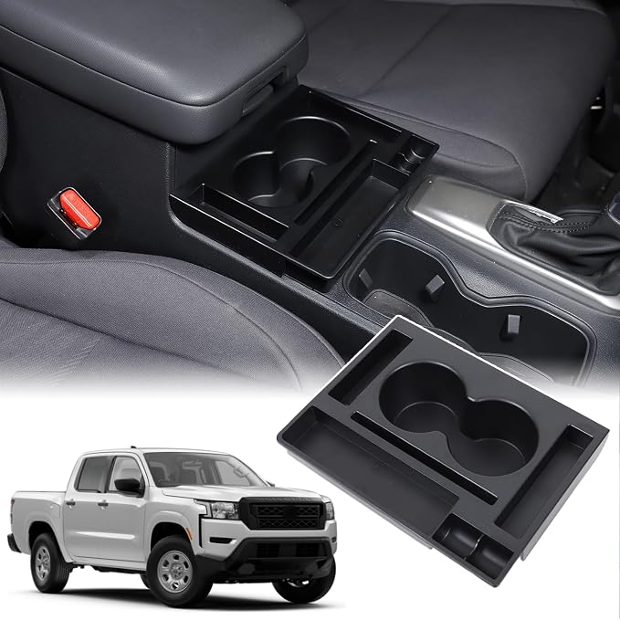Center Consoles Storage Box Organizer Tray Compatible with Nissan Frontier 2022-2025 ABS Armrest Center Center Front Organizer Storage Box Tray Extra Water Cup Holder