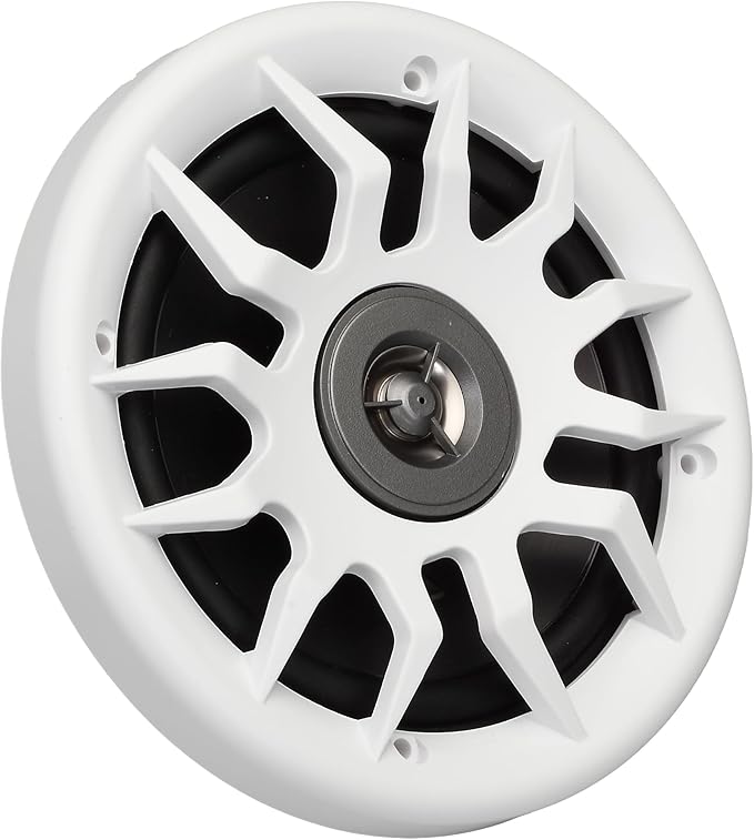 Marine Audio Speakers, 80 Watts, 6.5 Inch, Water Resistant, UV-Resistant, with Metallic Dome Tweeter, High-Performance Marine, RV & Vehicle Upgrade (White)