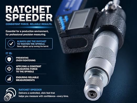 Accusize Industrial Tools 5-6''/125-150 mm 7 Keys Electronic Digital Outside Micrometers, 0.00005'' Or 0.001 mm Resolution, Ac21-6022 | IP54 Rated, 0.00005"/0.001 mm Resolution, 7-Key, ±0.003" Accuracy