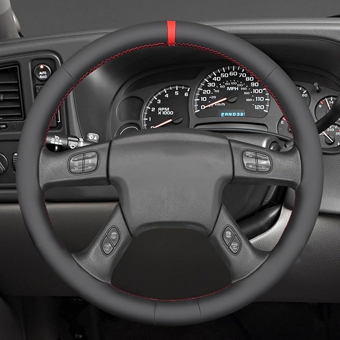 MEWANT Steering Wheel Cover for Chevy Silverado 1500/2500/3500 2003-2006 / Silverado 1500 2500HD 3500 Classic 2007 / Trailblazer 2002-2009 Hand-Stitched Steering Wheel Wrap