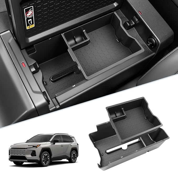 SKTU 2Pack for 2026 Toyota RAV4 Center Console Organizer 2026+ RAV4 (LE/SE/XLE Premium/Woodland/XSE/Limited) Double Layers Center Console Tray 2026 RAV4 Accessories ABS Tray with Coin Holder