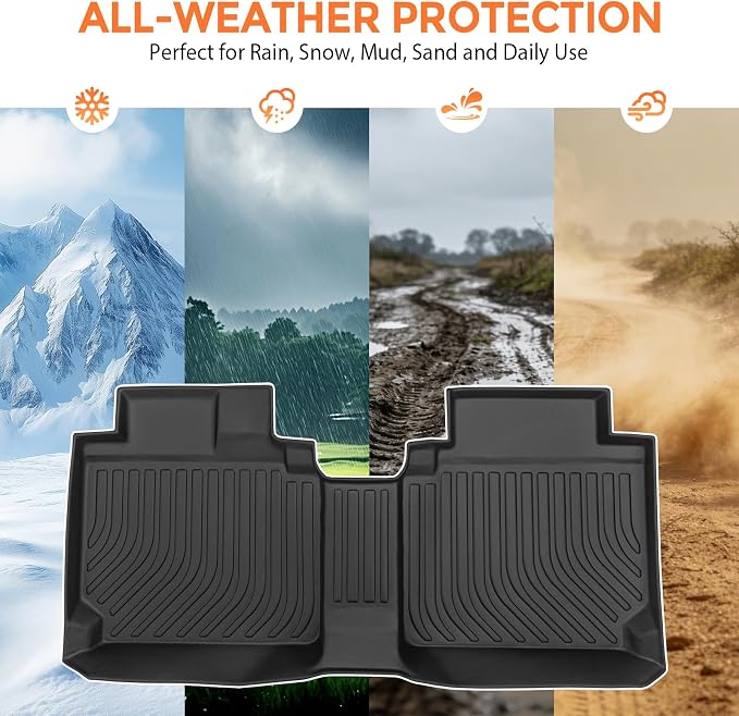 Floor Mats for Chevrolet Chevy Equinox 2012-2017 and for GMC Terrain 2012-2017, Custom Fit Heavy Duty TPE All Weather Protection, Waterproof Non-Slip Black (Two-Row Floor Mats & Cargo Liner)